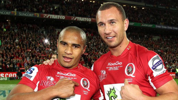 Together again: Will Genia and Quade Cooper helped Queensland to the 2011 Super Rugby title and will reunite next year in Melbourne.
