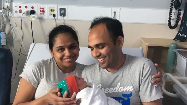 Pragnesh Prajapati and Amee Patel welcomed their second daughter just minutes after sunrise on Christmas Day. 