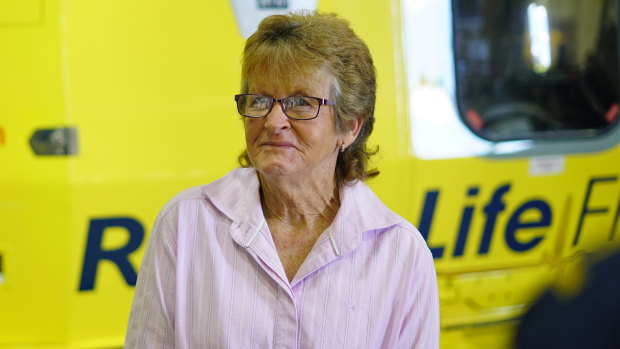 Truck driver Margaret Woolley less than five months after being flown to hospital in critical condition.