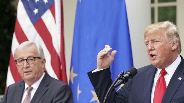 European Commission President Jean-Claude Juncker and Donald Trump after they reached "a deal".