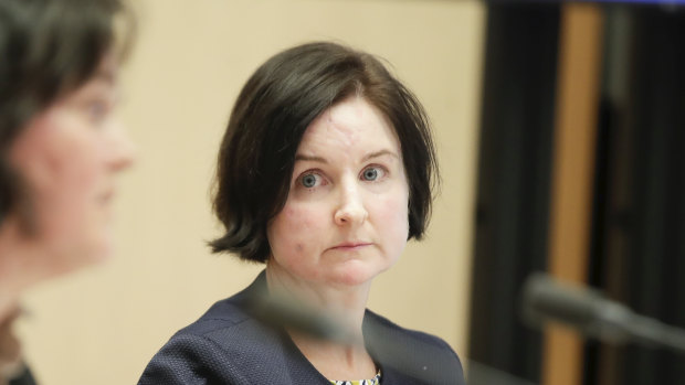Sarah Chidgey from the Attorney-General's Department during a Senate Select Committee hearing on COVID-19 