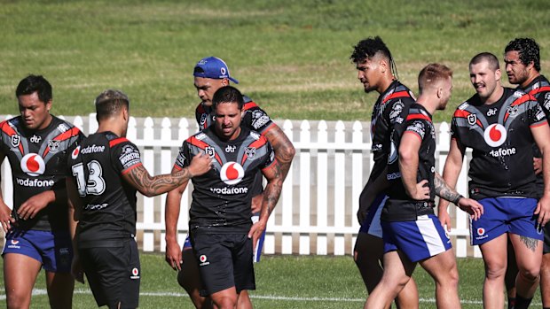 The Warriors training at their quarantine base in Tamworth.