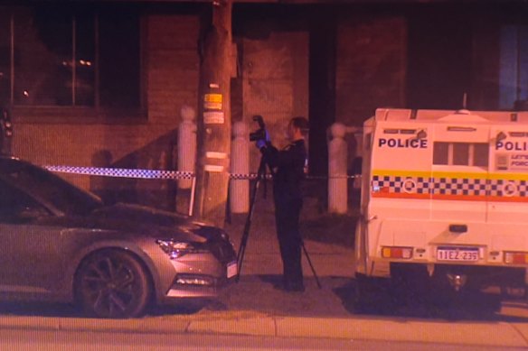 Police at the scene of a stabbing in Innaloo. 