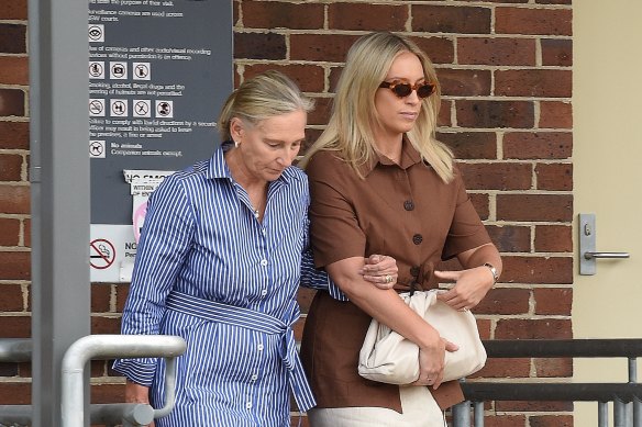 Phoebe Burgess and her mother Sarah Hooke leave Moss Vale Local Court on Monday.