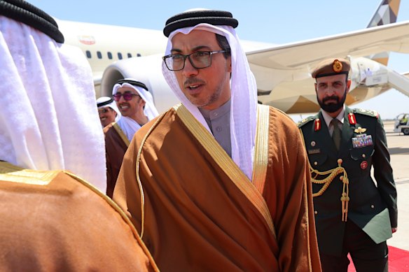 Emirati Vice President and Deputy Prime Minister Sheikh Mansour bin Zayed al-Nahyan arrives in Baghdad for the Arab League summit last month.