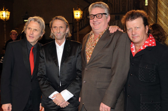 Mental As Anything original members, from left, Peter O'Doherty, Chris O'Doherty (also known as Reg Mombassa), Greedy Smith and Martin Plaza at the 2009 ARIA Hall Of Fame Awards in Melbourne.