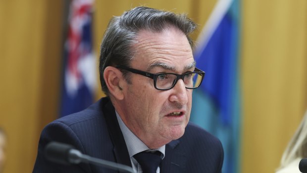 Treasury secretary Steven Kennedy and Finance Minister Katy Gallagher at the Senate hearing on Wednesday.