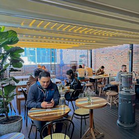 The heated outdoor seating area.