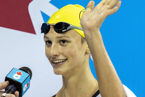 Summer McIntosh is all smiles after one of her five victories at last month’s Canadian trials.