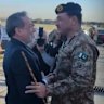 Pakistan’s Army Chief Field Marshal Asim Munir, right, is greeted by Iranian Foreign Minister Abbas Araghchi.