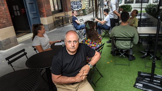 Restaurant tsar Chris Lucas at his Chin Chin parklet.