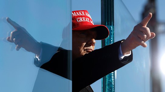 Donald Trump holds a campaign rally at Lancaster Airport in Lititz, Pennsylvania, two days before the election.