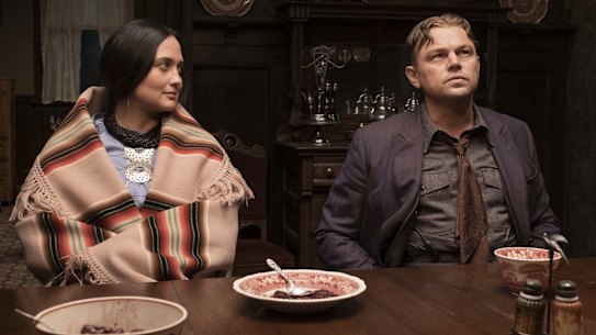 Leonardo DiCaprio and Lily Gladstone in Martin Scorsese’s Killers of the Flower Moon.