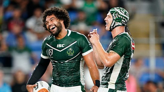 Maori skipper Adam Blair, left, used the captain's challenge to dispute a knock-on.