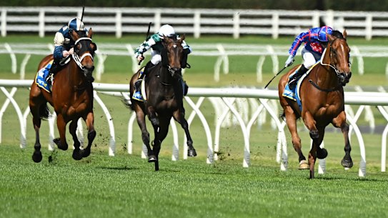 Globe stormed to victory by three lengths in a race featuring just four horses.