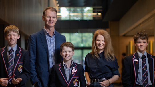 Steve and Nicole Shaw with their sons  Harry (Y8) and Fraser (Y6) and Oliver (Y10)