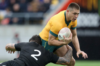 James O'Connor charges forward during the first Bledisloe Cup match.