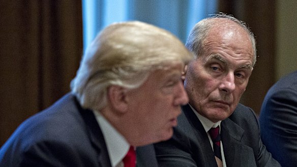 White House chief of staff John Kelly (right) was accused of calling the President an idiot.