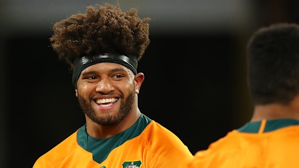 Rob Valetini of the Wallabies looks on after victory.