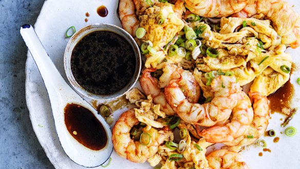 Prawn scrambled eggs. Photo: William Meppem. Style: Hannah Meppem
