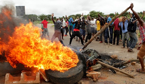 A protest against the rise in fuel prices in Harare.