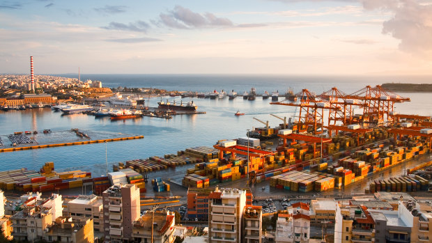 The busy port of Piraeus, Athens.