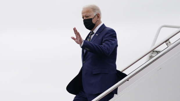 President Joe Biden arrives at Edinburgh Airport to attend the COP26 UN Climate Summit.