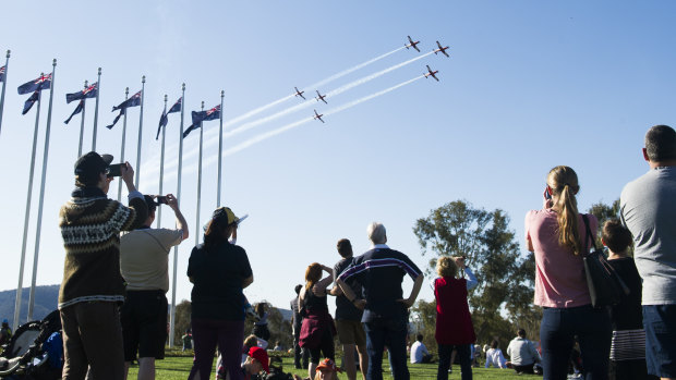 Hundreds turned out to watch the aerial display.