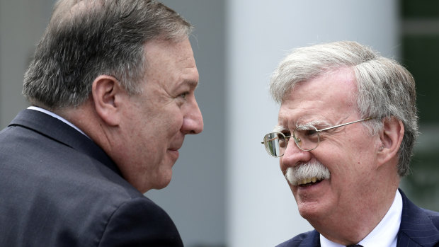 Leading Iran hawks in the Trump administration Mike Pompeo and John Bolton.