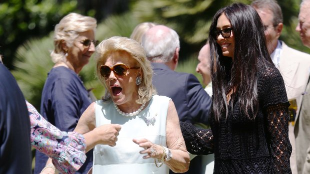 Roslyn Packer and her former daughter-in-law Erica at a gathering for her 80th Birthday at Chiswick Restaurant in Woollahra.