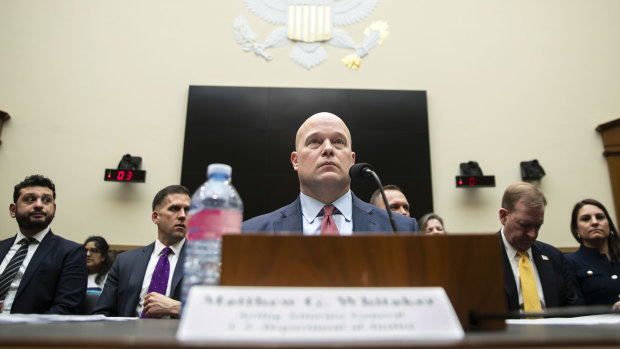 Matthew Whitaker, acting US attorney general, listens during a House Judiciary Committee hearing in Washington, DC,  on Friday.
