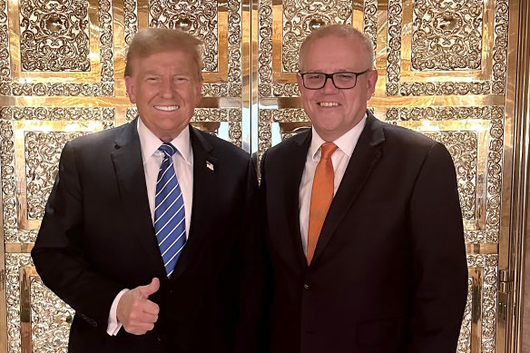 Donald Trump and Scott Morrison at Trump Tower in Manhattan last week.