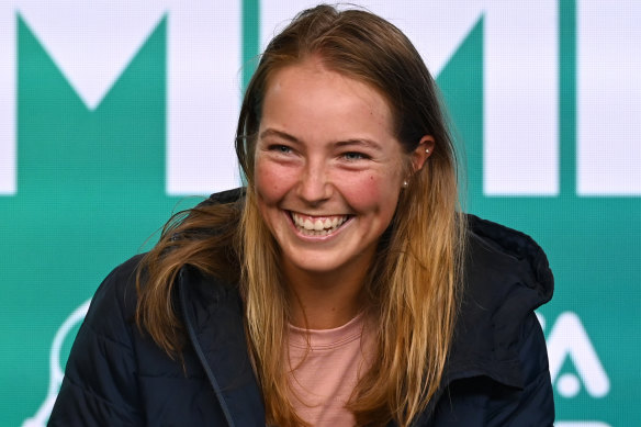 Olivia Gadecki after defeating American Sopia Kenin in 2021.