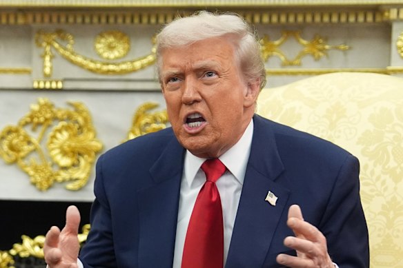 US President Donald Trump talks up his investment deal with Saudi Arabia in the White House on Tuesday. 