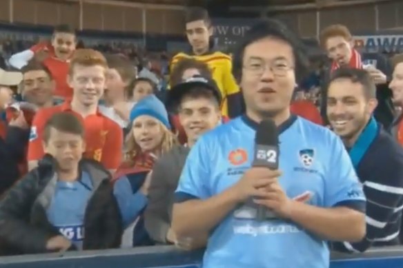 Aaron Chen delivers an infamous live cross at a 2017 friendly between Liverpool and Sydney FC.