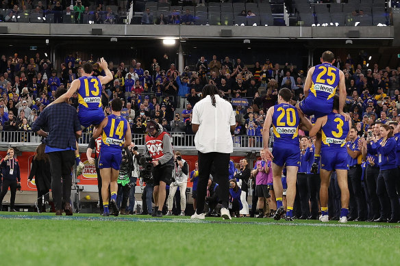 The Eagles bid farewell to Luke Shuey, Nic Naitanui and Shannon Hurn.