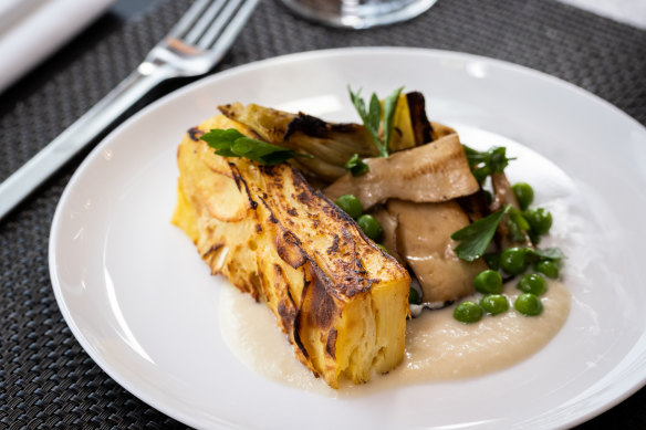 A vegan dish served in the Qantas First Lounge.