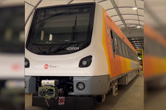 The new Australind train will be covered in a yellow and orange livery.