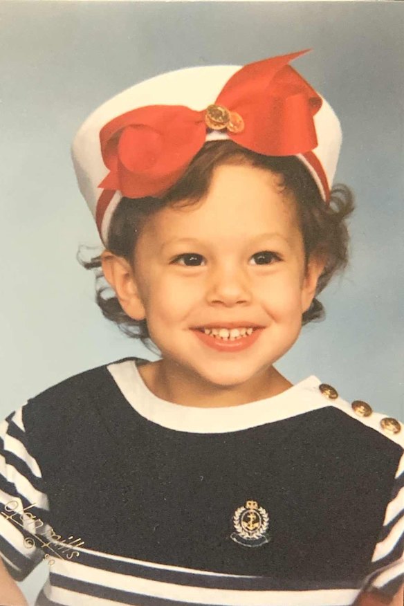 Ashley in her sailor’s outfit, a favourite when she was about 
five. A skort finished it off.
