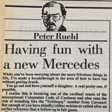 Peter Ruehl column in the Financial Review of 28 August 1989.