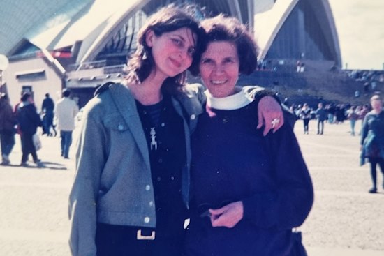 Jen Vuk (left) with her mother on a visit to Sydney in the 1990s.