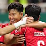 In-Beom Hwang celebrates scoring.