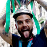 Lorenzo Insigne celebrates with the Euro 2020 trophy.