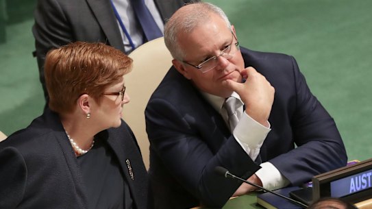 Foreign Affairs Minister Marise Payne and Prime Minister Scott Morrison at the UN.
