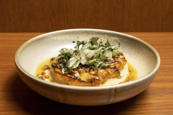 Go-to dish: Celeriac with hazelnuts and saltbush.