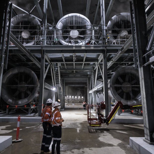 Giant fans will push air through the Rozelle interchange’s tunnels.