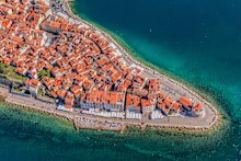 Piran sits on a narrow peninsula.