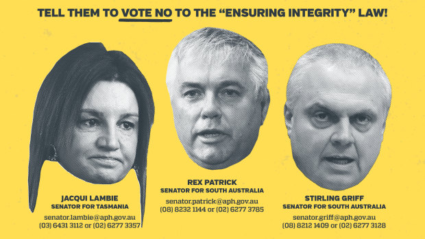 Ad campaign targets crossbench senators over union-busting bill