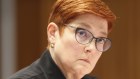 Minister for Foreign Affairs Marise Payne answers questions at a parliamentary hearing on Tuesday. 