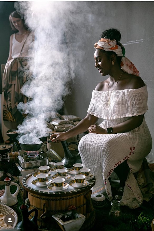 The coffee ceremony at Gojo Ethiopian Cafe.